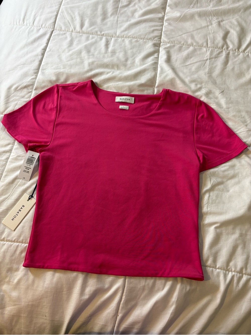 Aritzia Babaton Fitted Short Sleeve Top in Fuchsia Pink